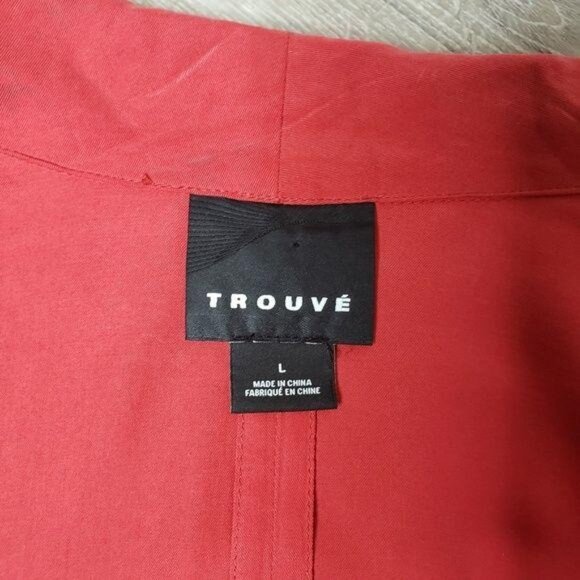 Trouvé Womens Red Zip-Up Modal Jacket Size L moto military style light jacket - Picture 4 of 7